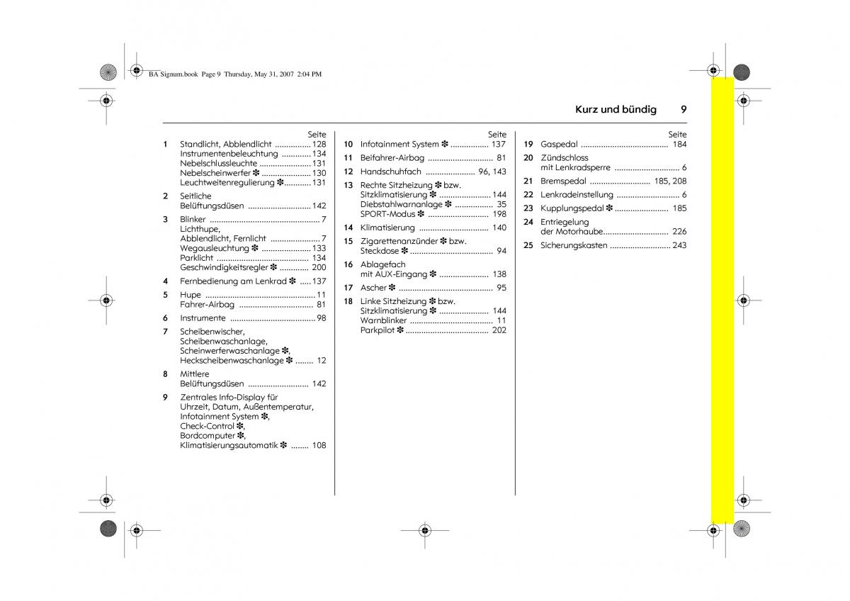 Opel Signum C Vauxhall Handbuch / page 13