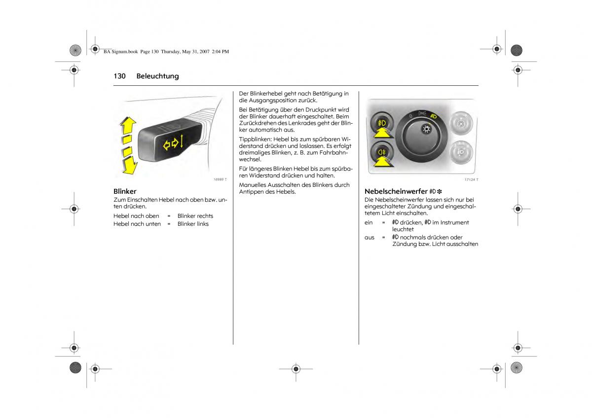 Opel Signum C Vauxhall Handbuch / page 134