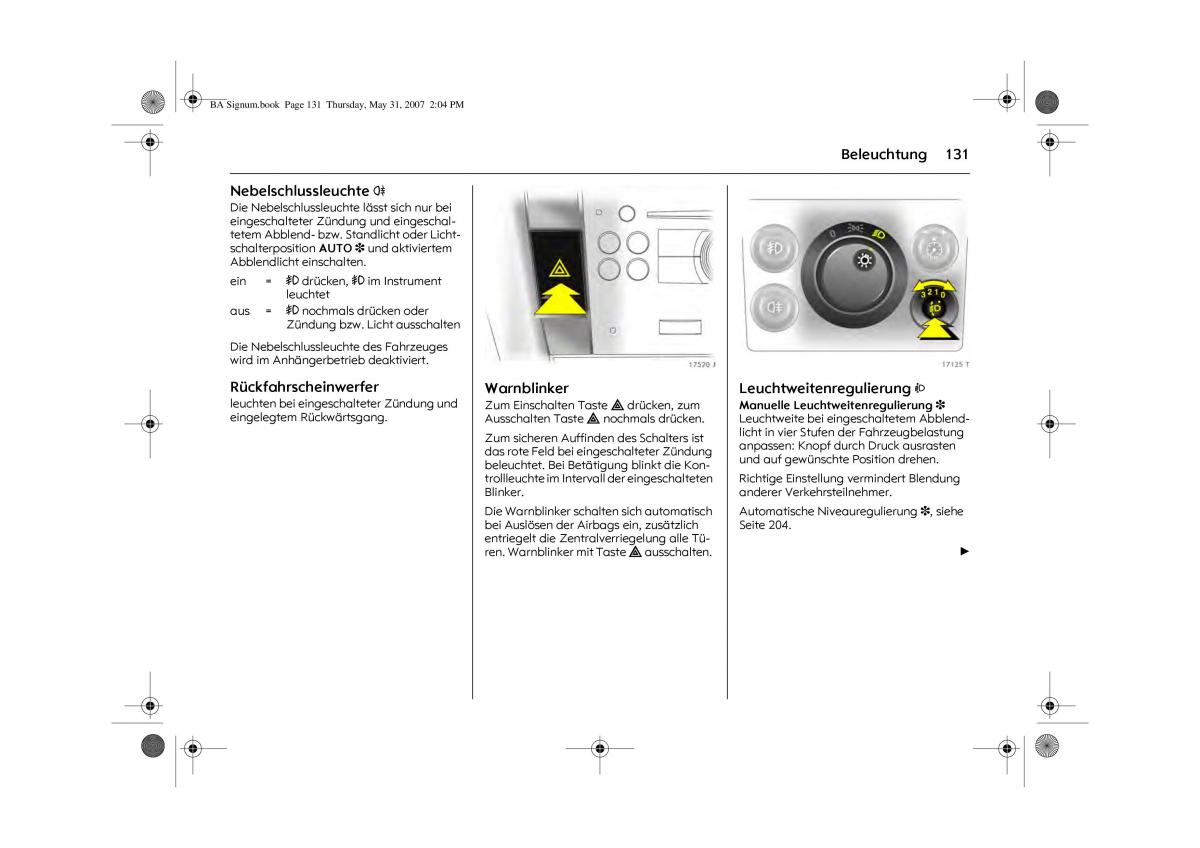 Opel Signum C Vauxhall Handbuch / page 135