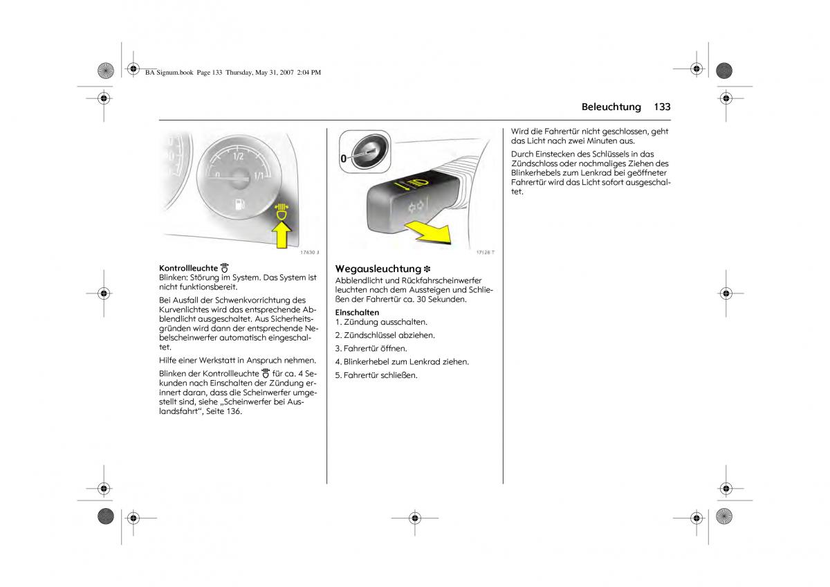 Opel Signum C Vauxhall Handbuch / page 137