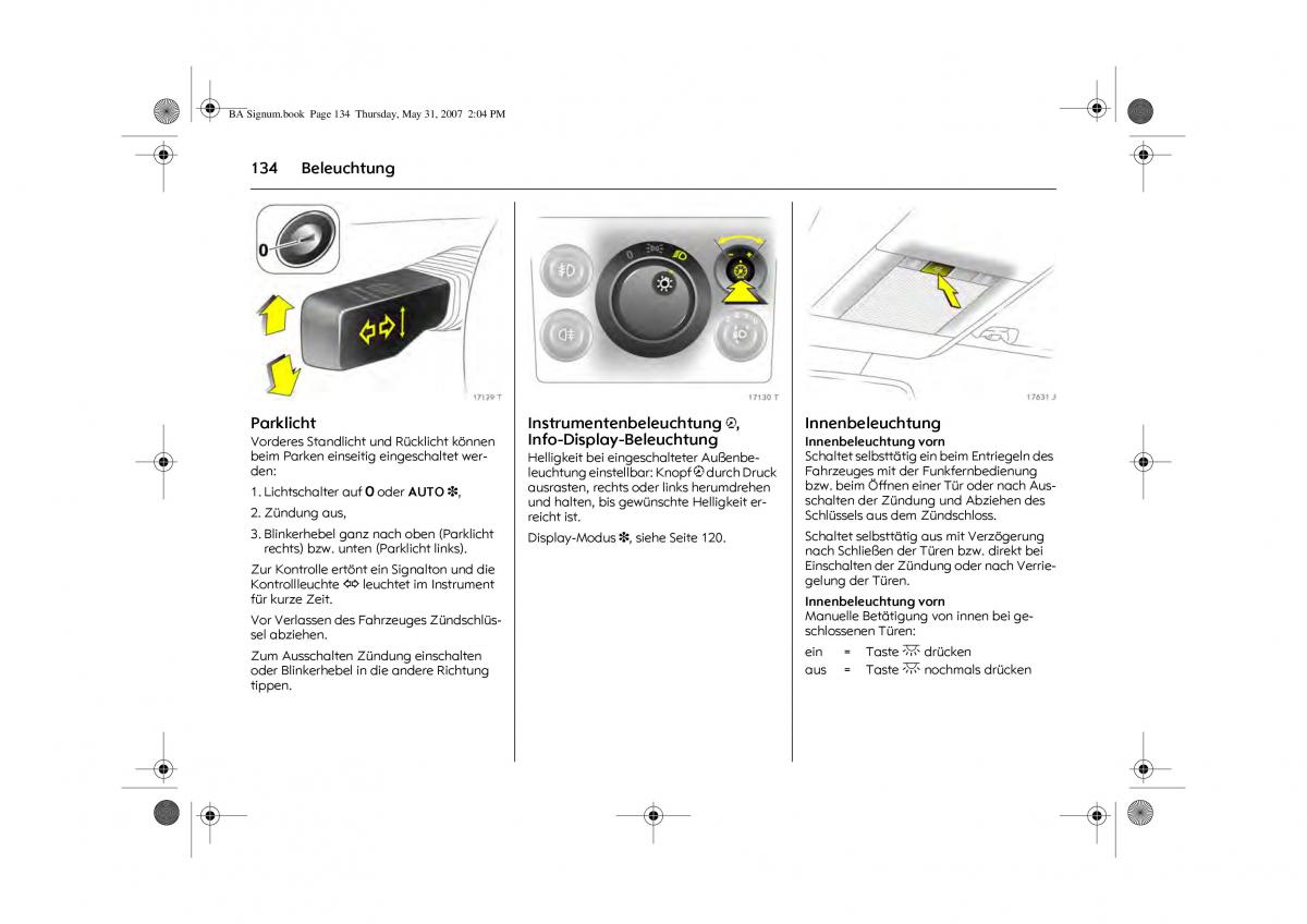 Opel Signum C Vauxhall Handbuch / page 138