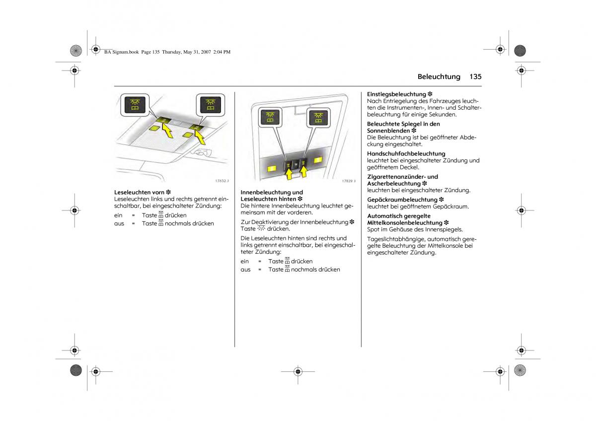 Opel Signum C Vauxhall Handbuch / page 139