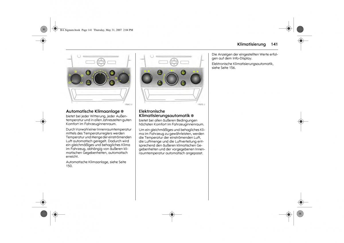 Opel Signum C Vauxhall Handbuch / page 145