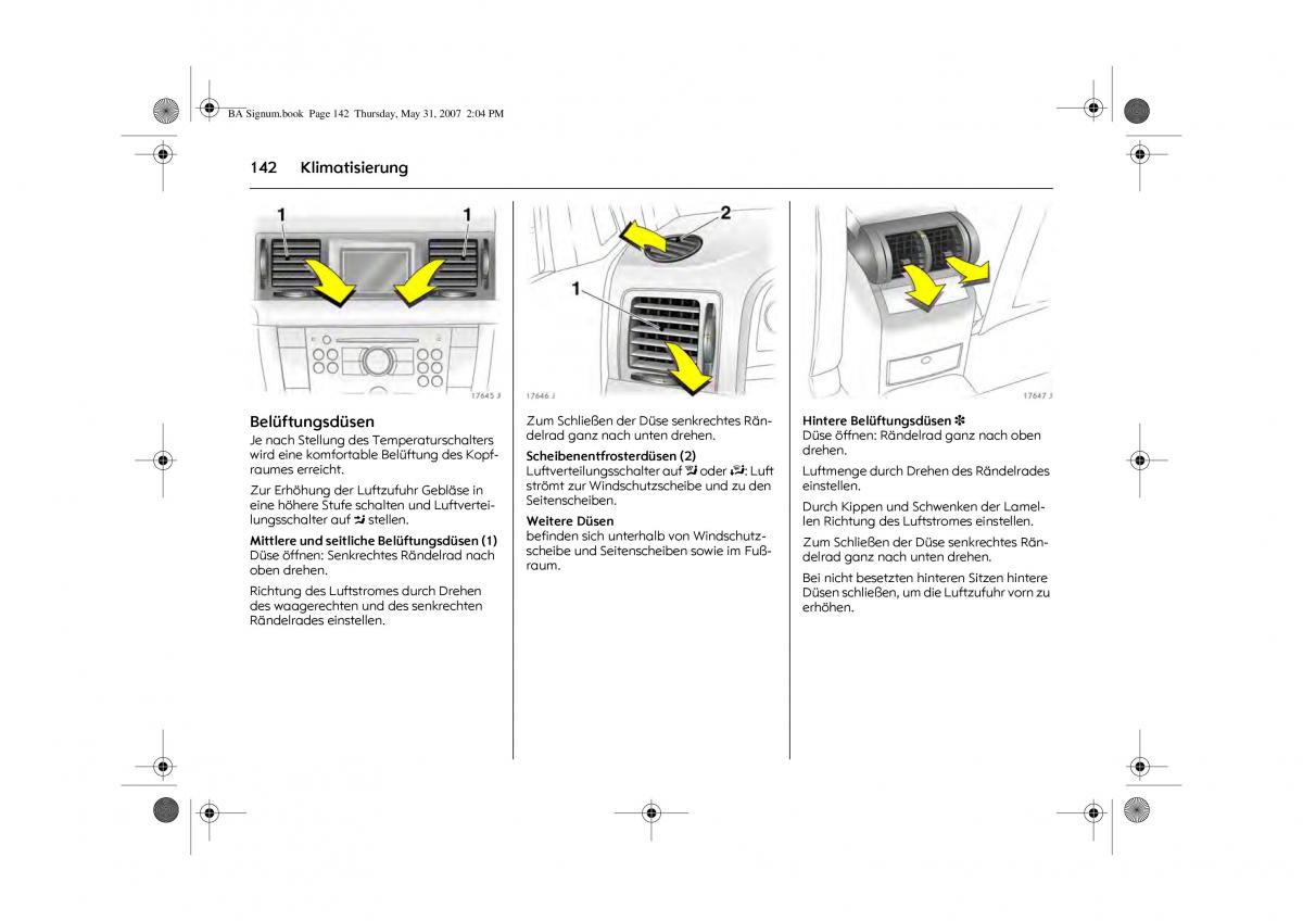 Opel Signum C Vauxhall Handbuch / page 146