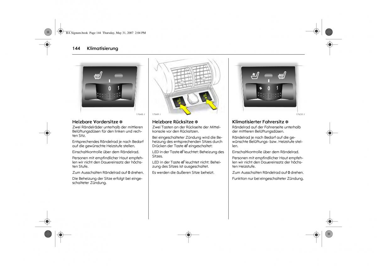 Opel Signum C Vauxhall Handbuch / page 148