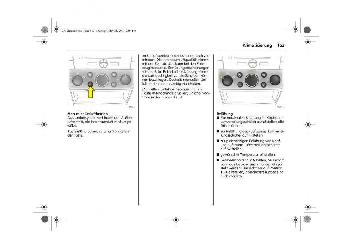 Opel Signum C Vauxhall Handbuch / page 157