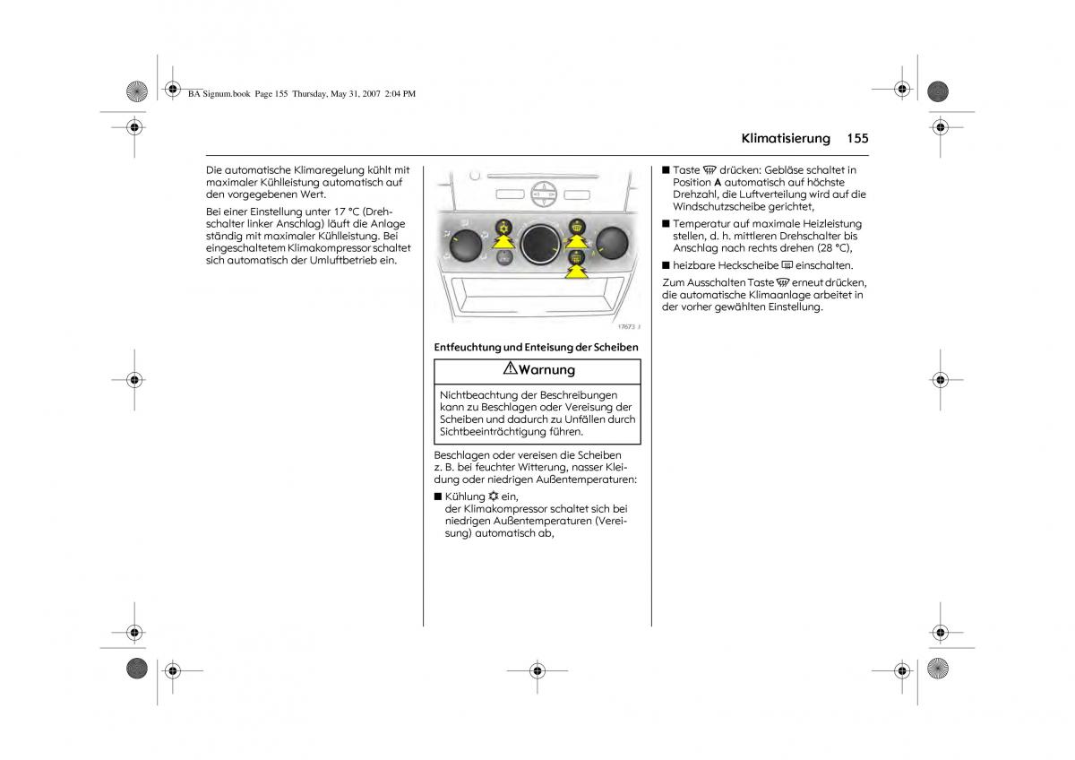 Opel Signum C Vauxhall Handbuch / page 159