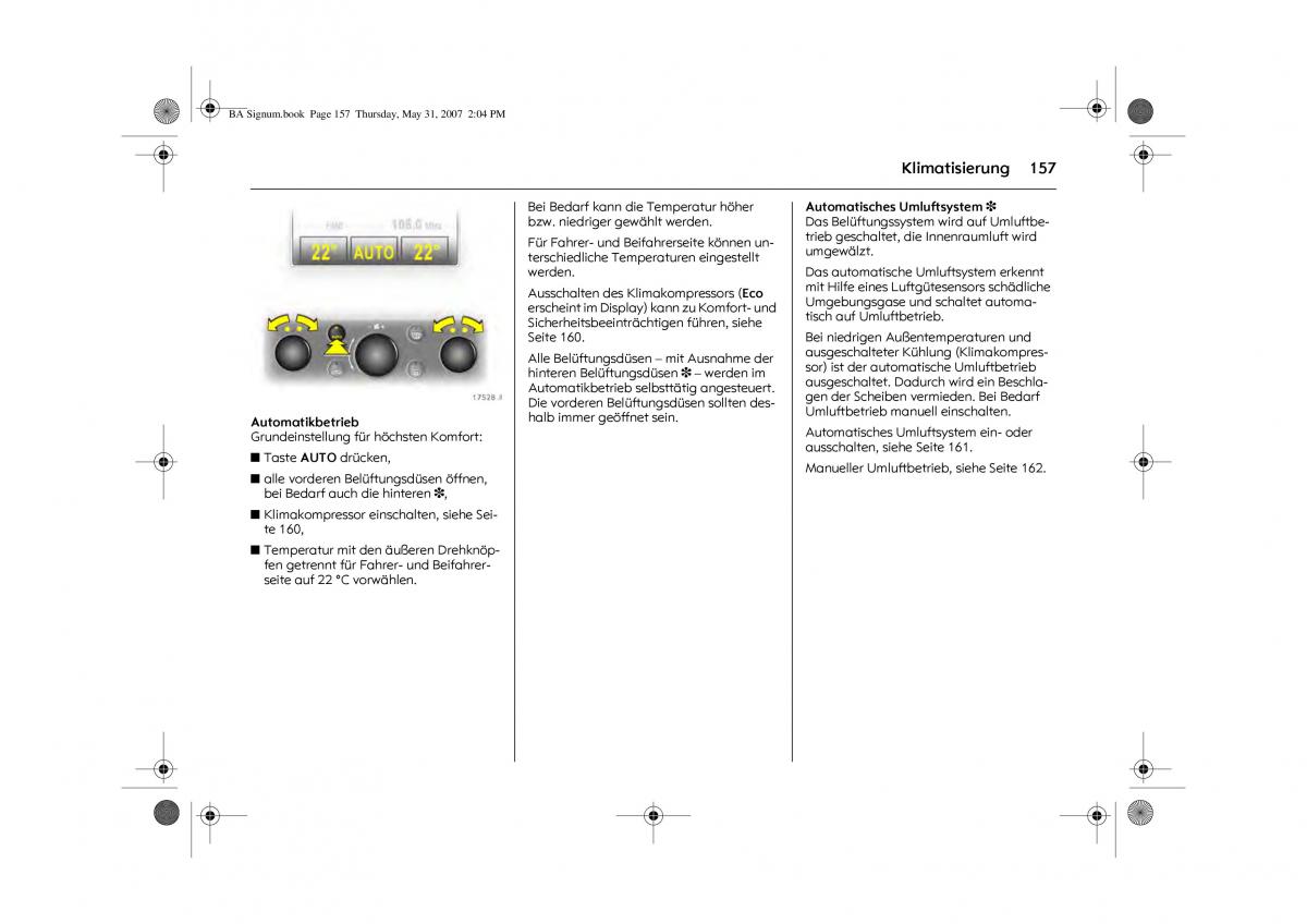 Opel Signum C Vauxhall Handbuch / page 161