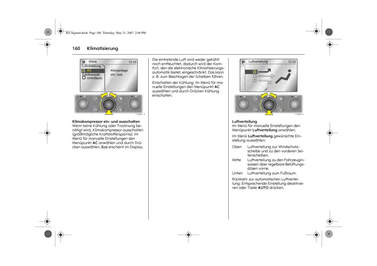 Opel Signum C Vauxhall Handbuch / page 164