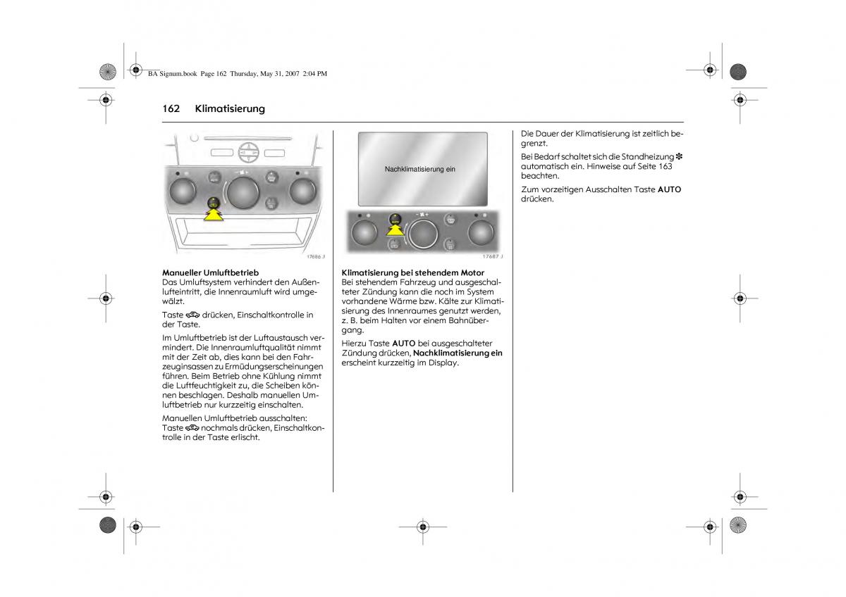 Opel Signum C Vauxhall Handbuch / page 166