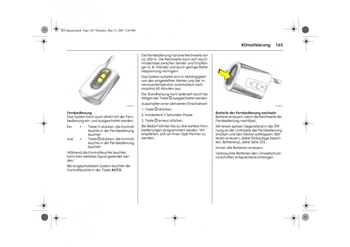 Opel Signum C Vauxhall Handbuch / page 169