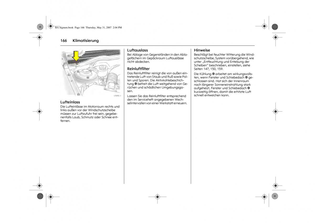 Opel Signum C Vauxhall Handbuch / page 170