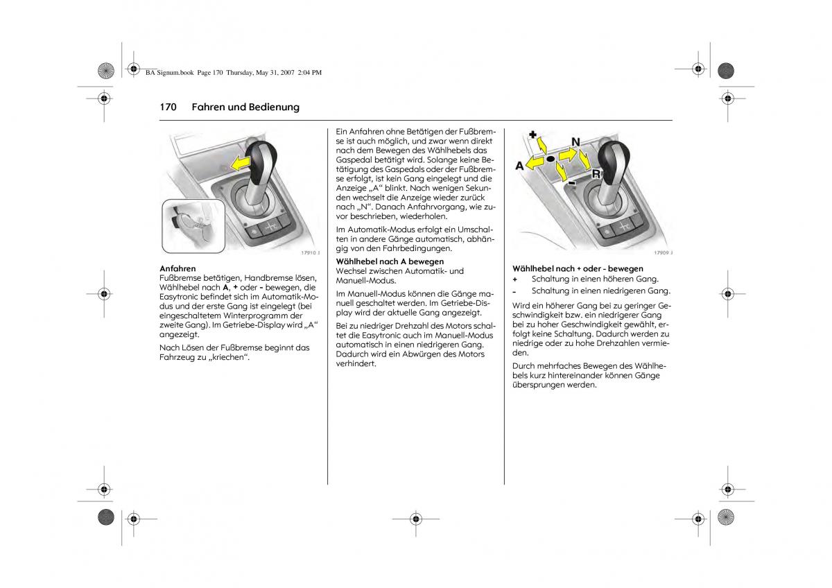 Opel Signum C Vauxhall Handbuch / page 174