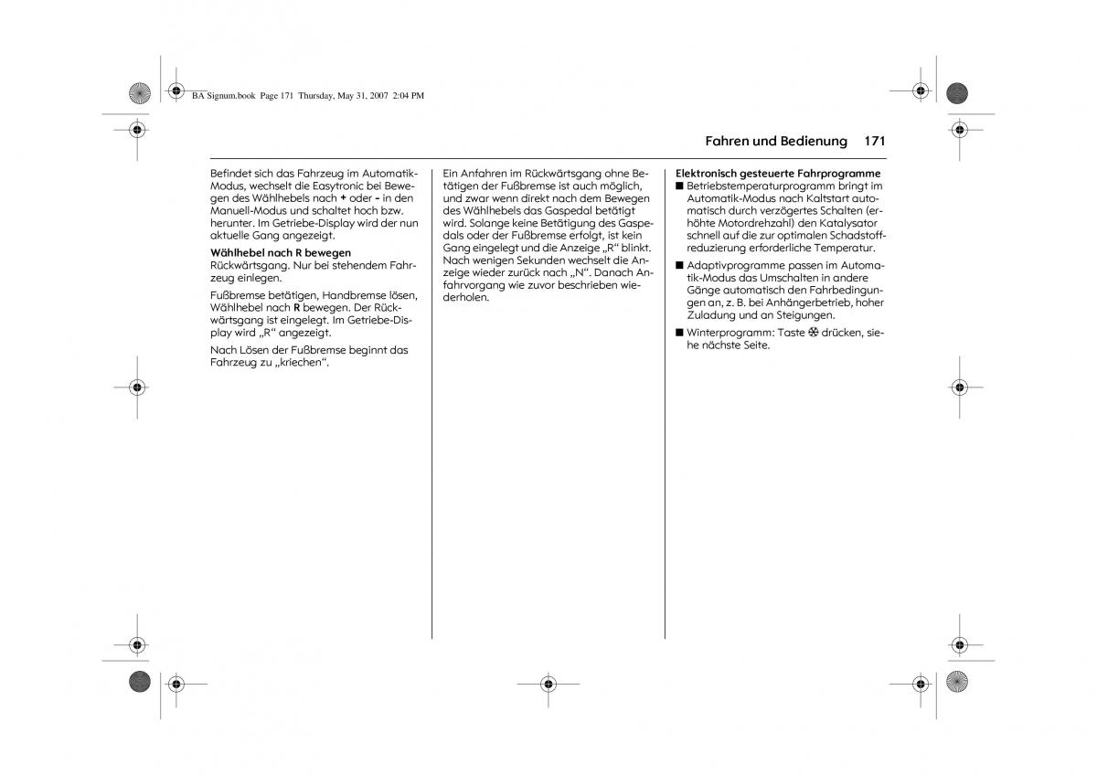 Opel Signum C Vauxhall Handbuch / page 175