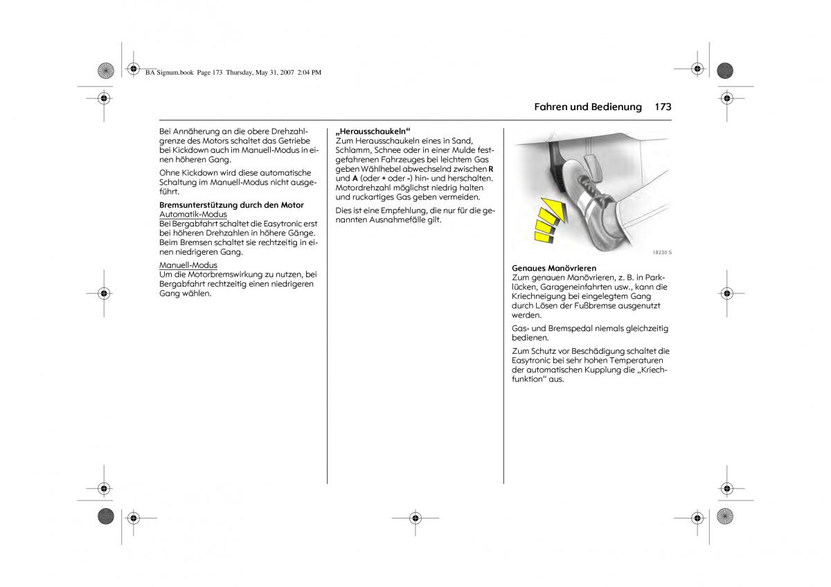 Opel Signum C Vauxhall Handbuch / page 177