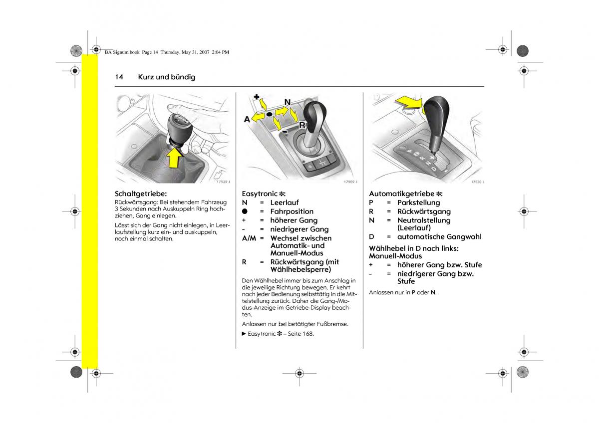 Opel Signum C Vauxhall Handbuch / page 18