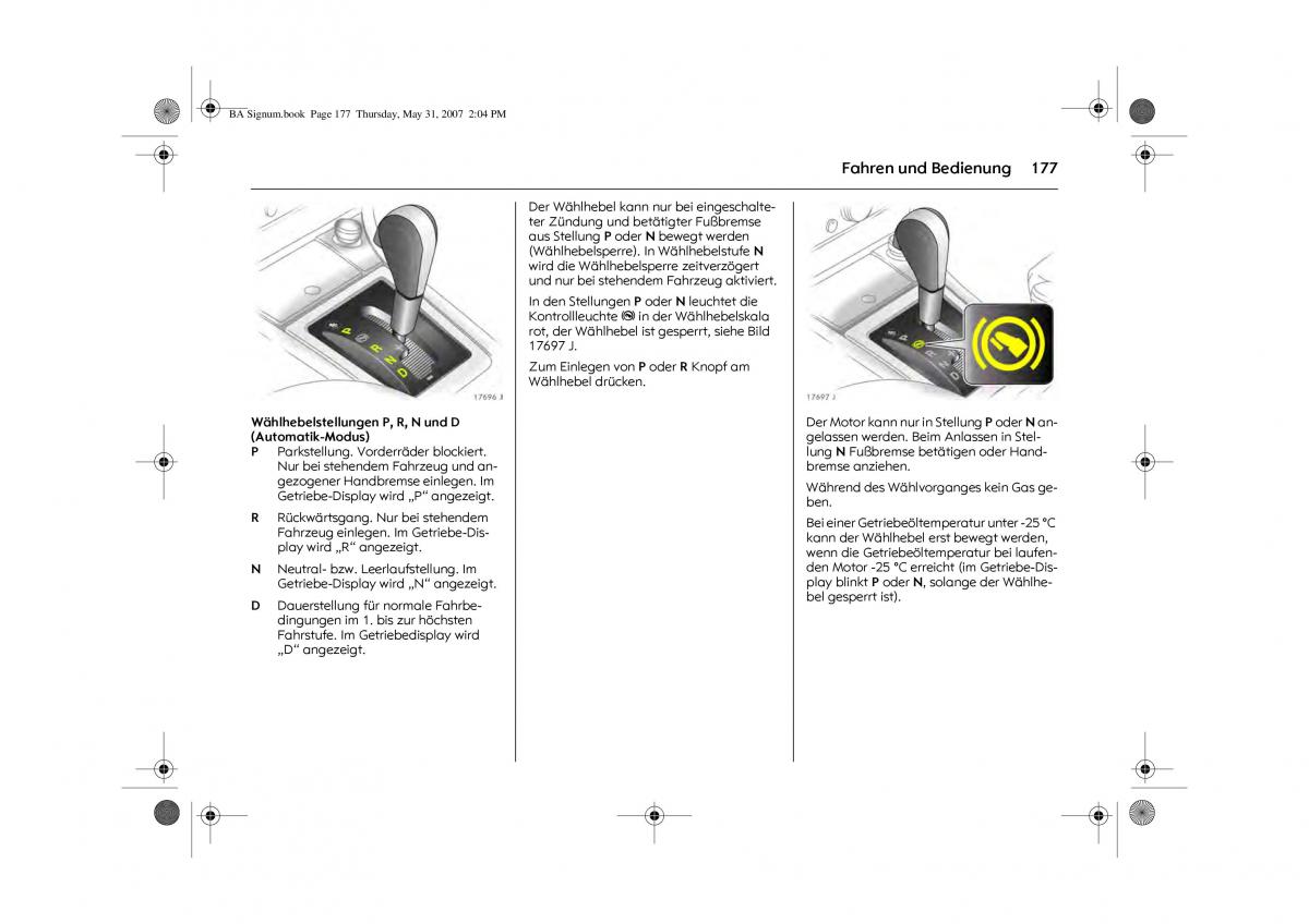 Opel Signum C Vauxhall Handbuch / page 181