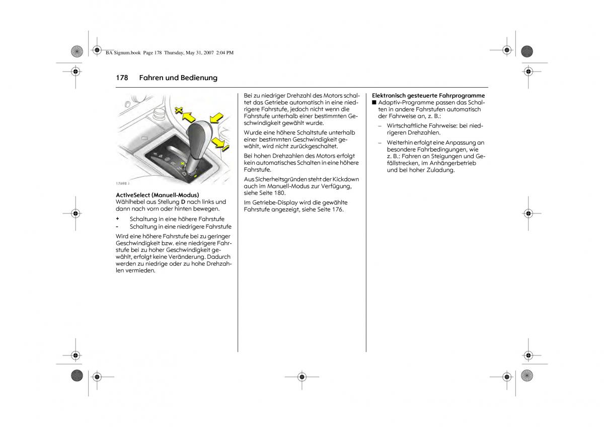 Opel Signum C Vauxhall Handbuch / page 182