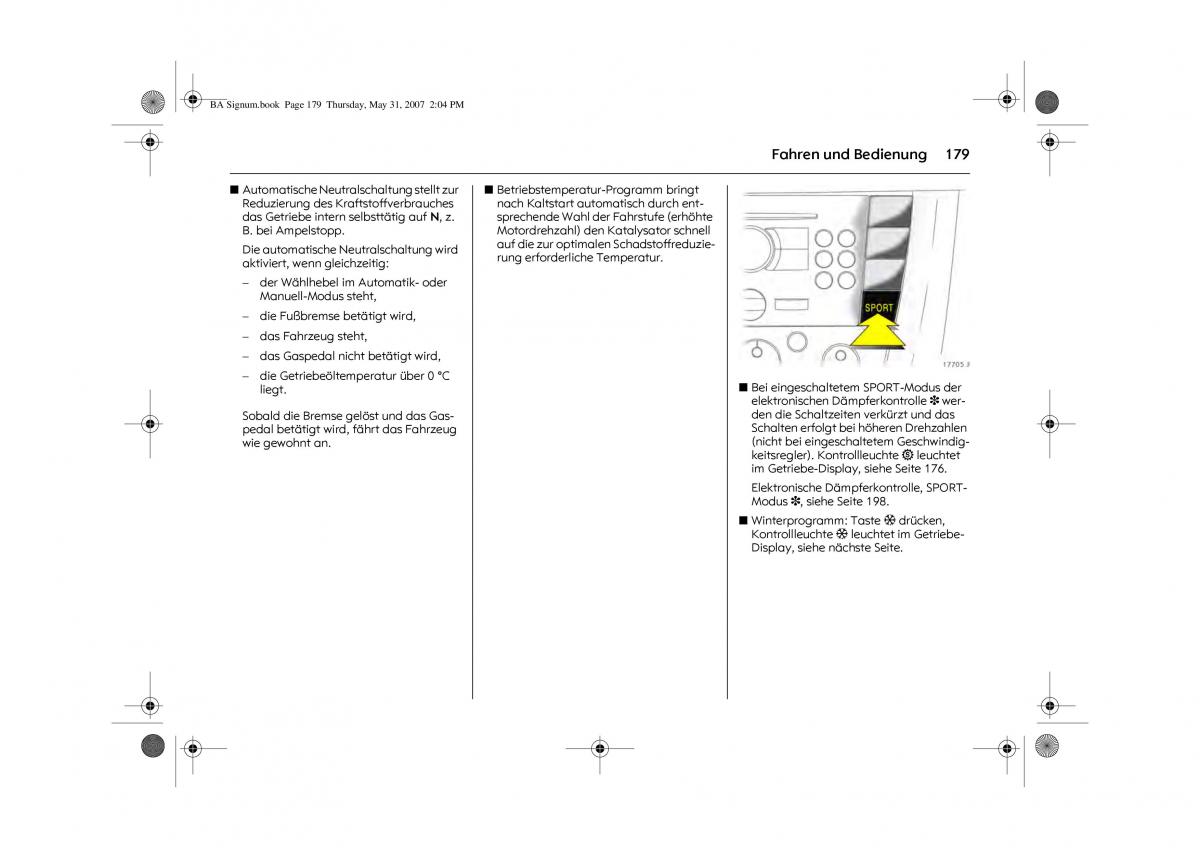 Opel Signum C Vauxhall Handbuch / page 183