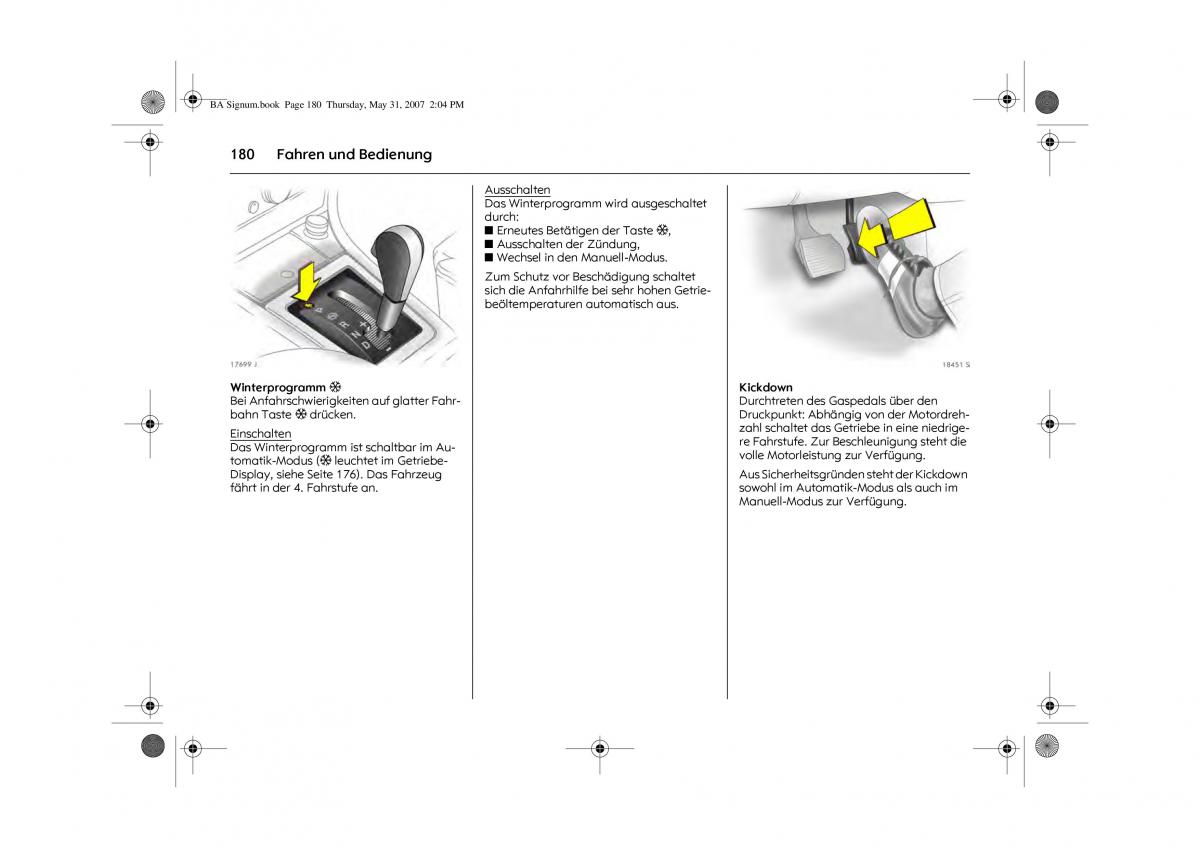 Opel Signum C Vauxhall Handbuch / page 184