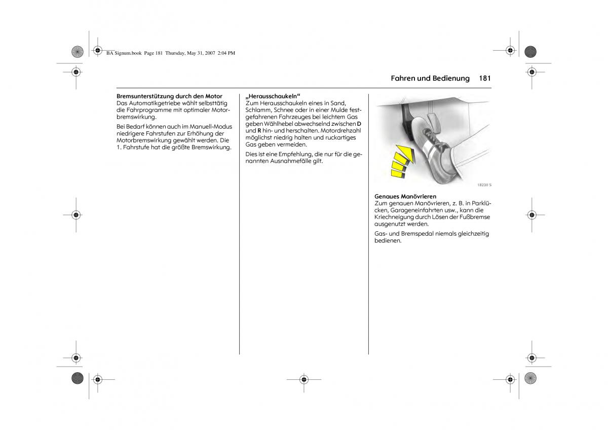 Opel Signum C Vauxhall Handbuch / page 185