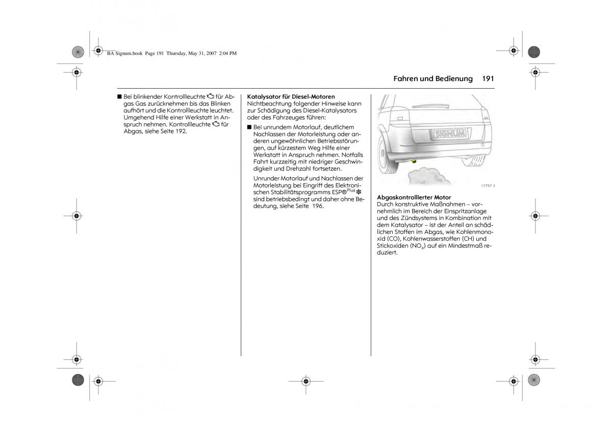 Opel Signum C Vauxhall Handbuch / page 195