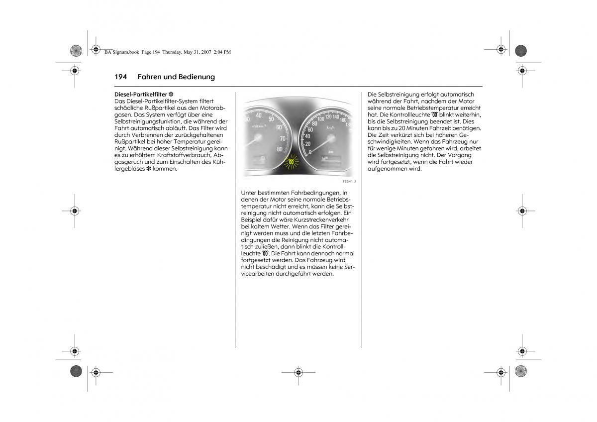 Opel Signum C Vauxhall Handbuch / page 198