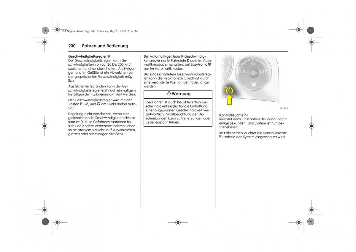 Opel Signum C Vauxhall Handbuch / page 204