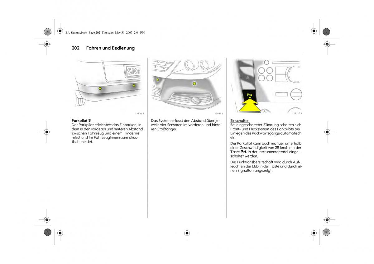 Opel Signum C Vauxhall Handbuch / page 206