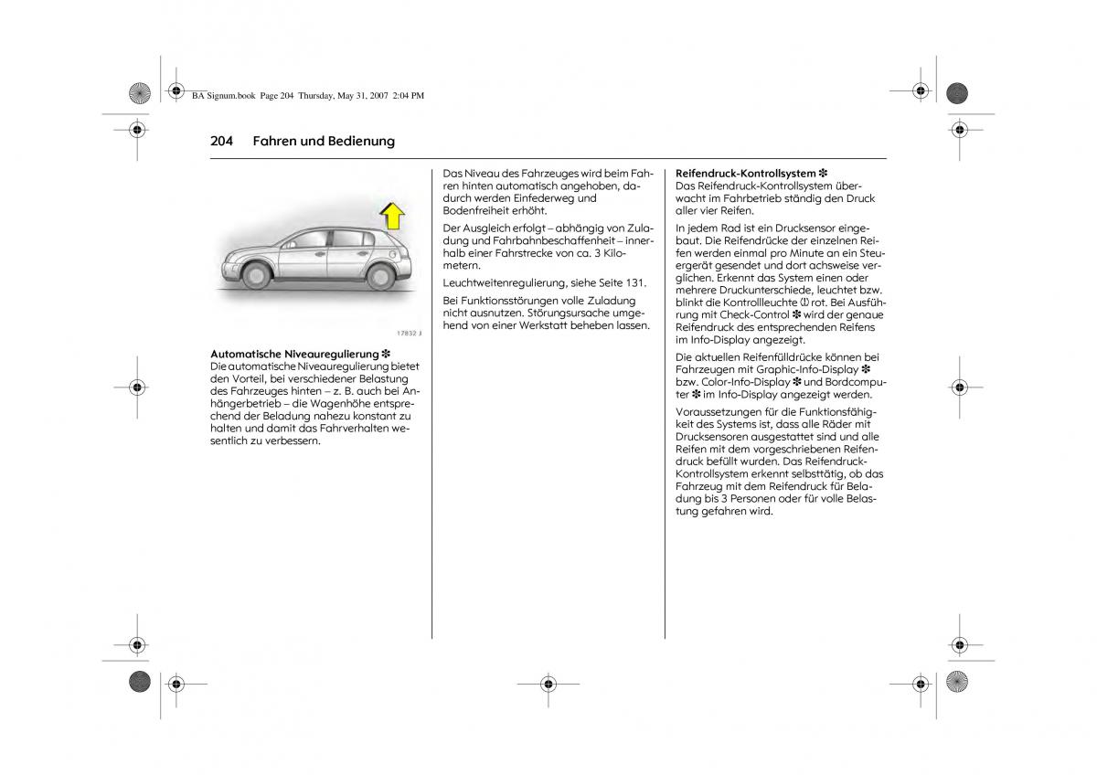 Opel Signum C Vauxhall Handbuch / page 208