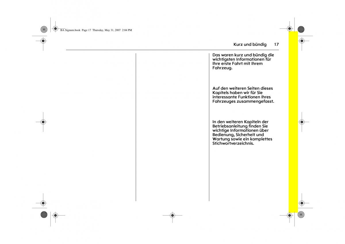 Opel Signum C Vauxhall Handbuch / page 21