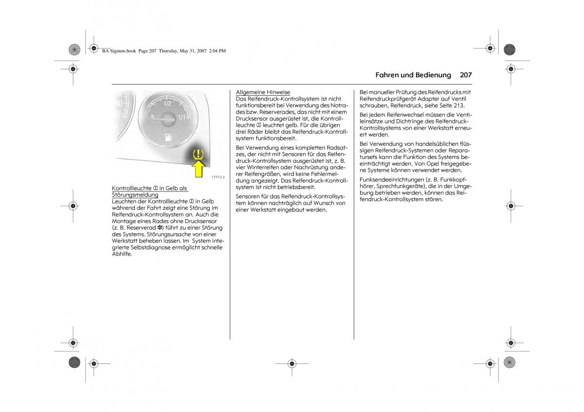 Opel Signum C Vauxhall Handbuch / page 211