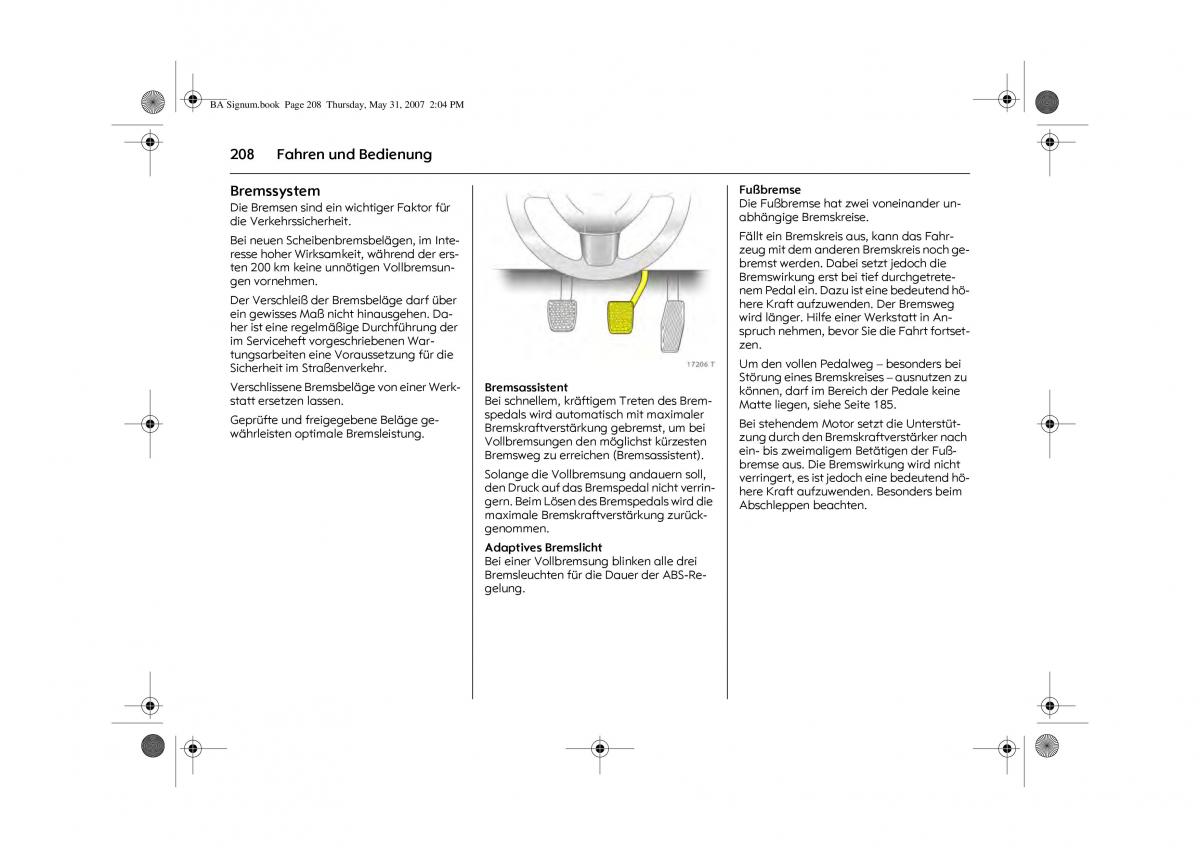 Opel Signum C Vauxhall Handbuch / page 212