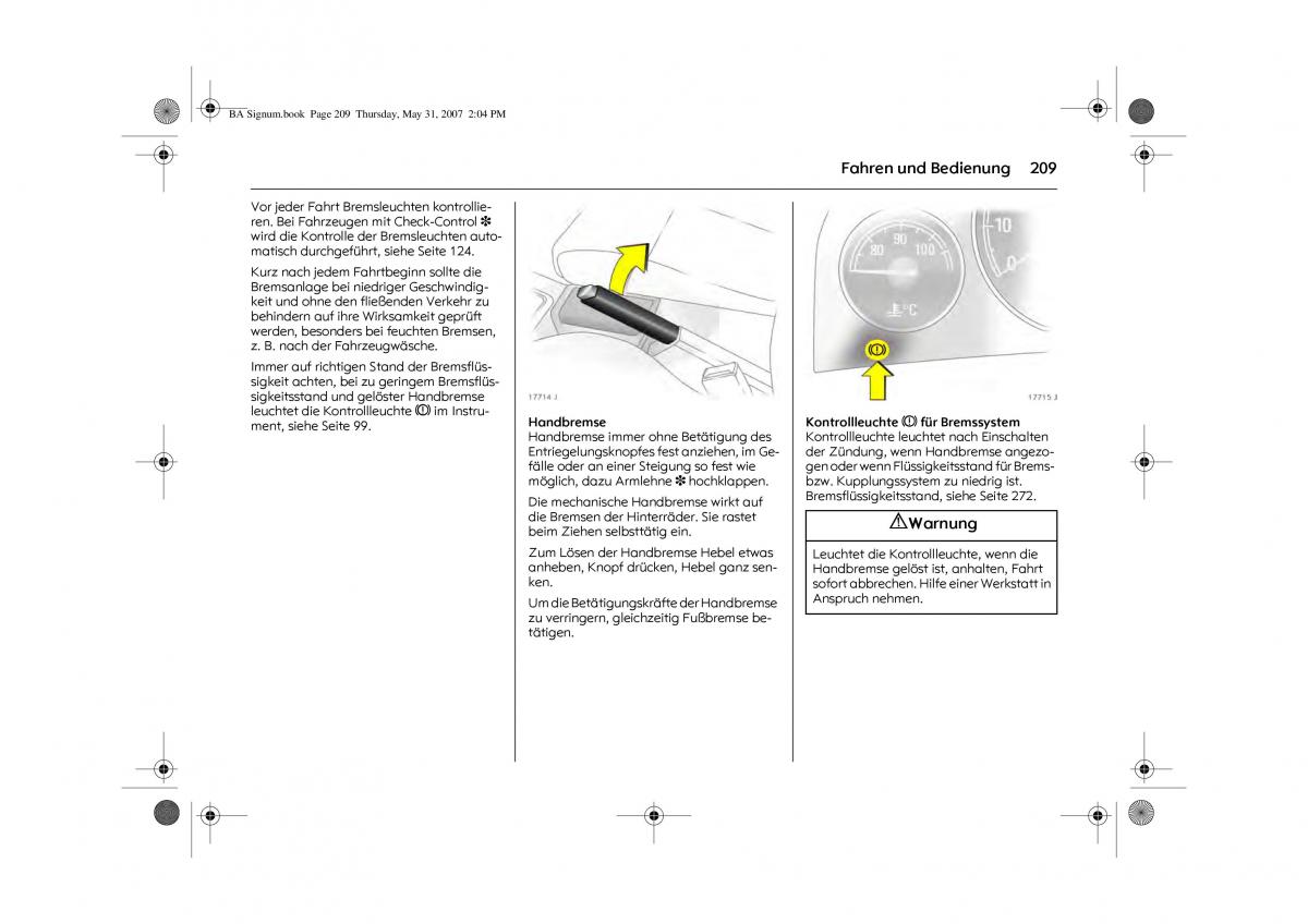 Opel Signum C Vauxhall Handbuch / page 213