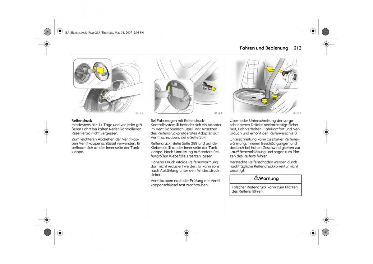 Opel Signum C Vauxhall Handbuch / page 217