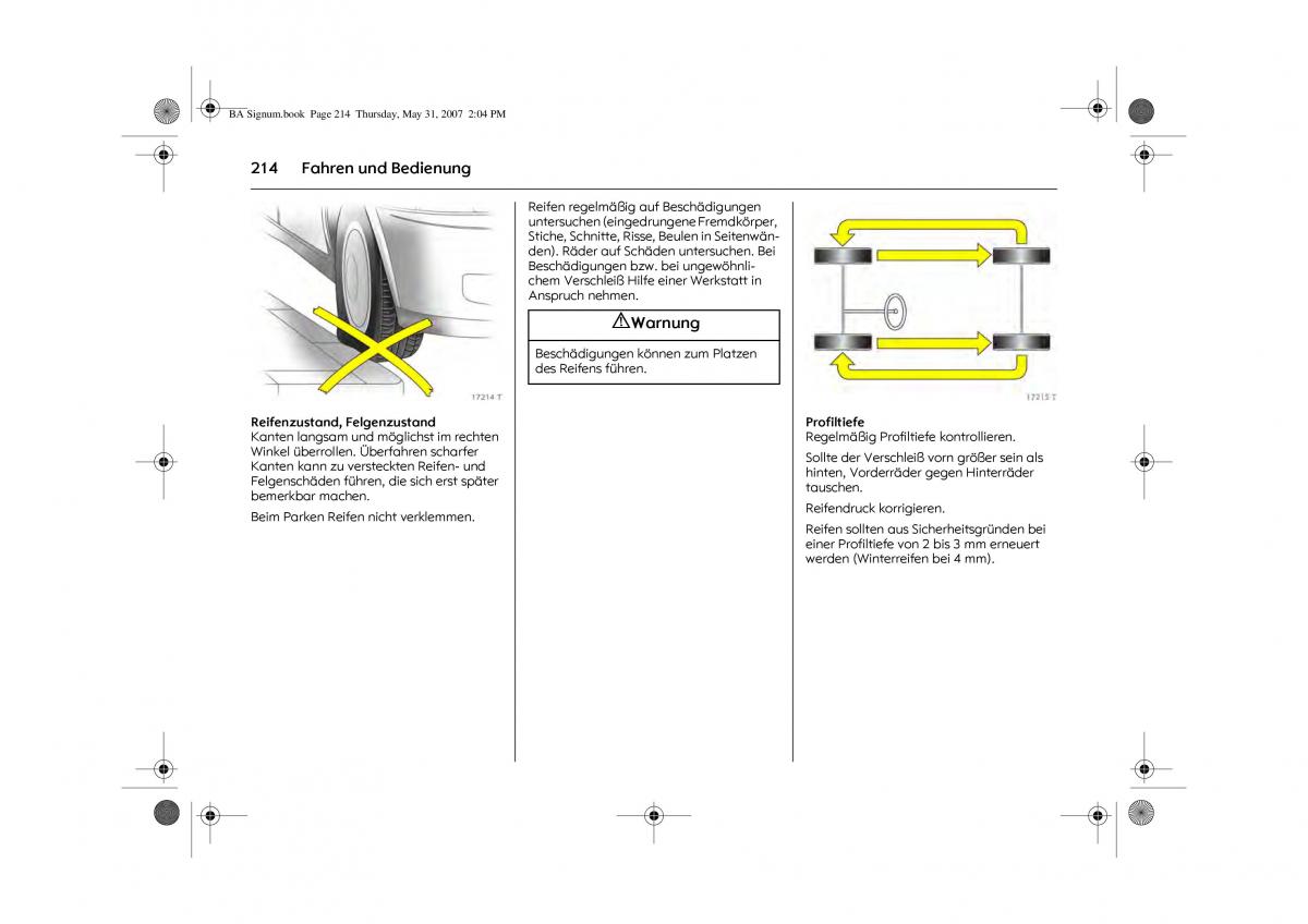 Opel Signum C Vauxhall Handbuch / page 218