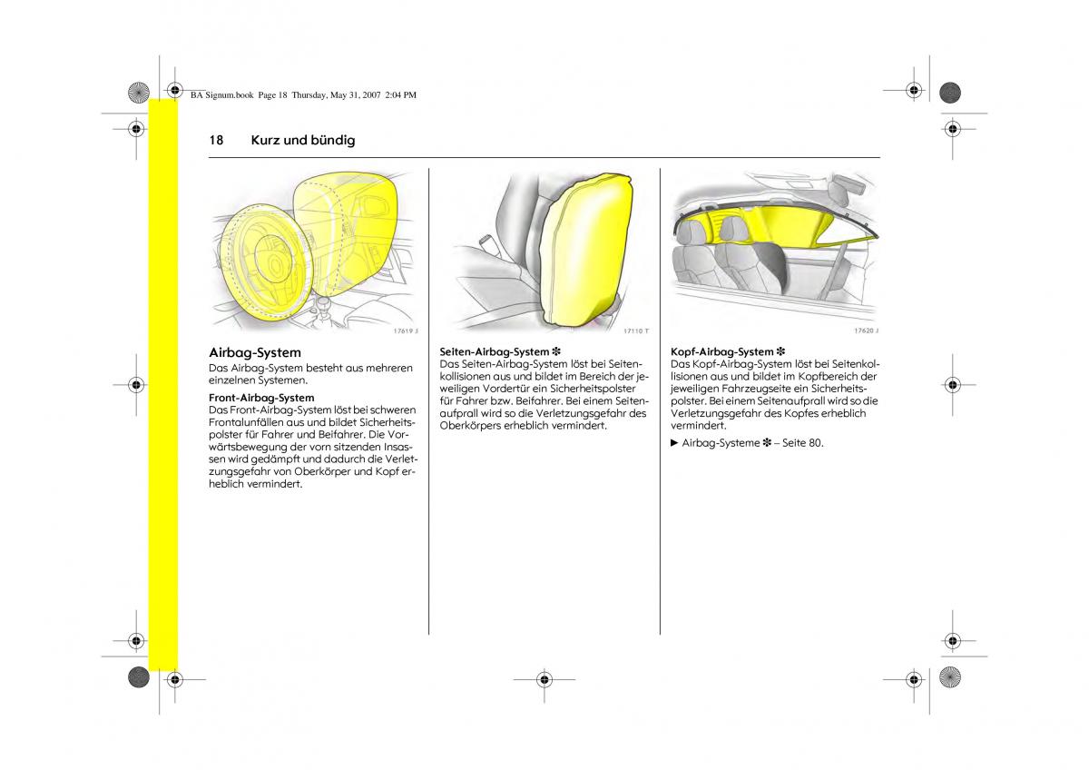 Opel Signum C Vauxhall Handbuch / page 22