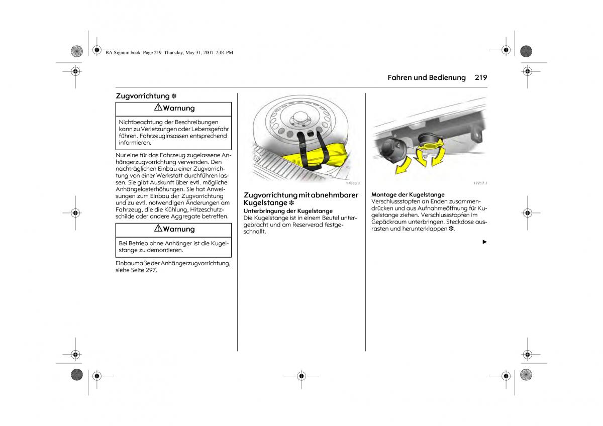 Opel Signum C Vauxhall Handbuch / page 223