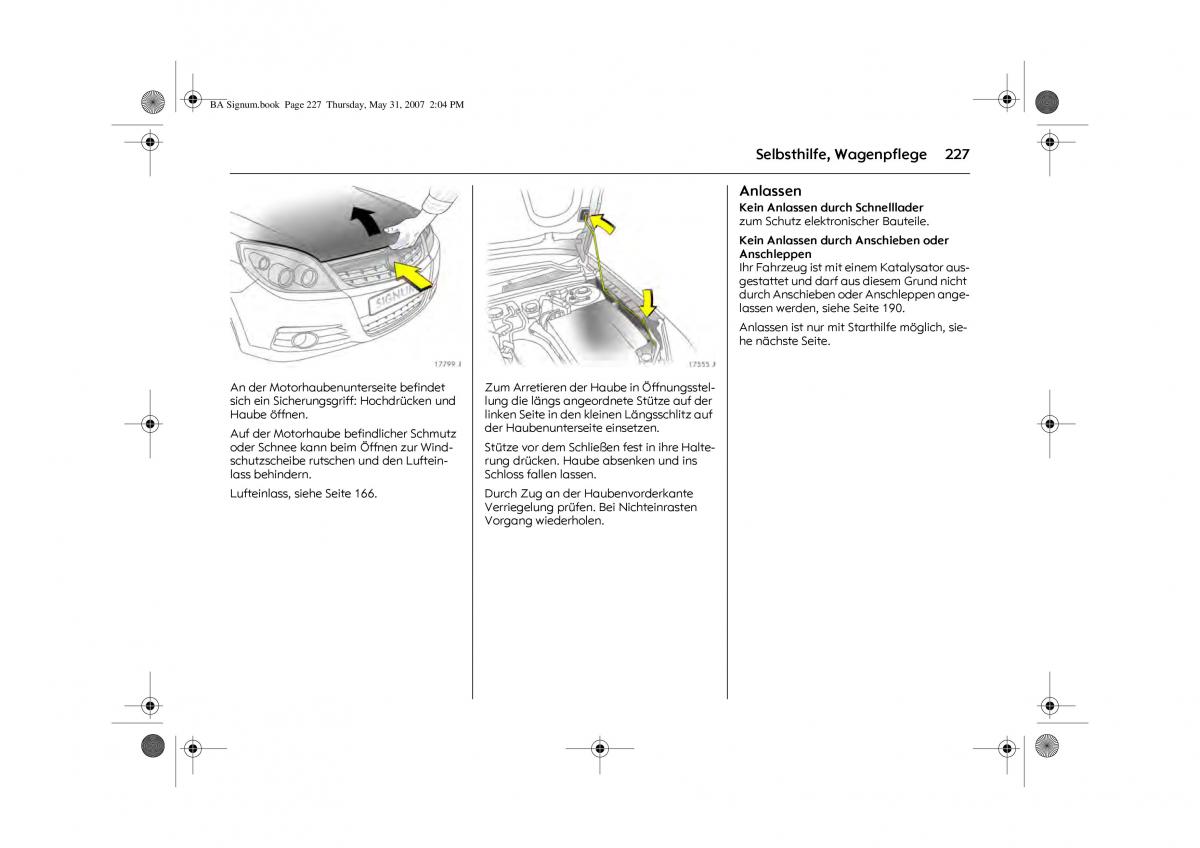 Opel Signum C Vauxhall Handbuch / page 231