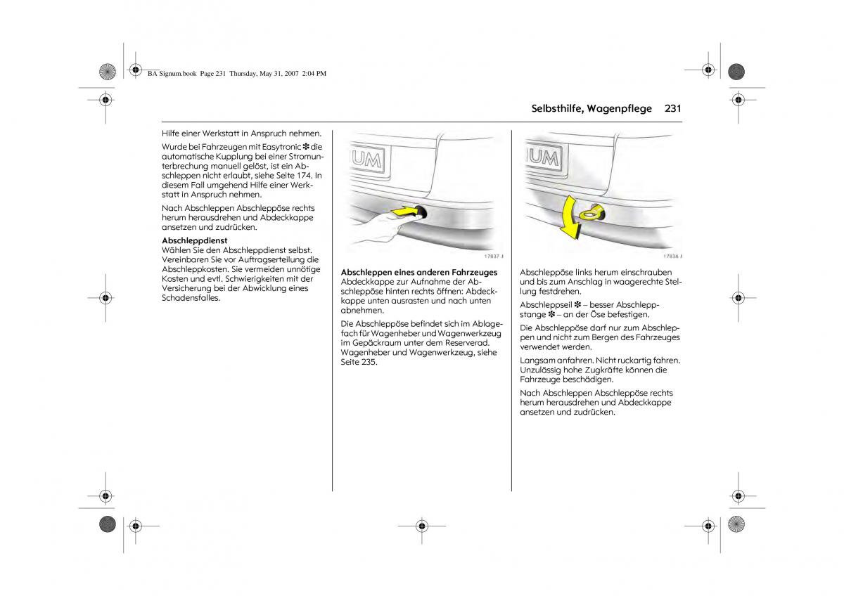 Opel Signum C Vauxhall Handbuch / page 235