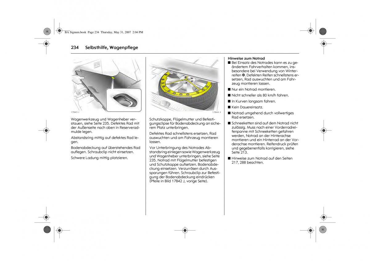 Opel Signum C Vauxhall Handbuch / page 238