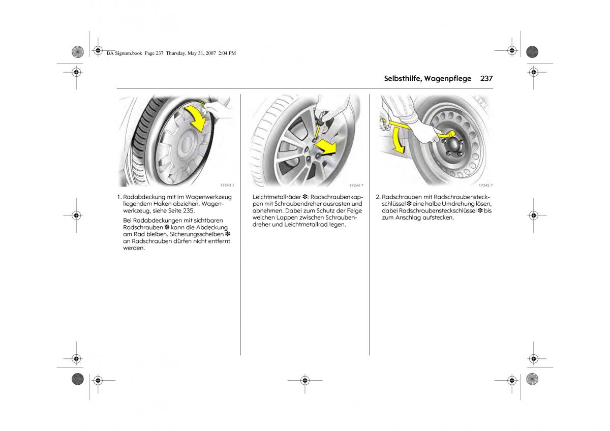 Opel Signum C Vauxhall Handbuch / page 241