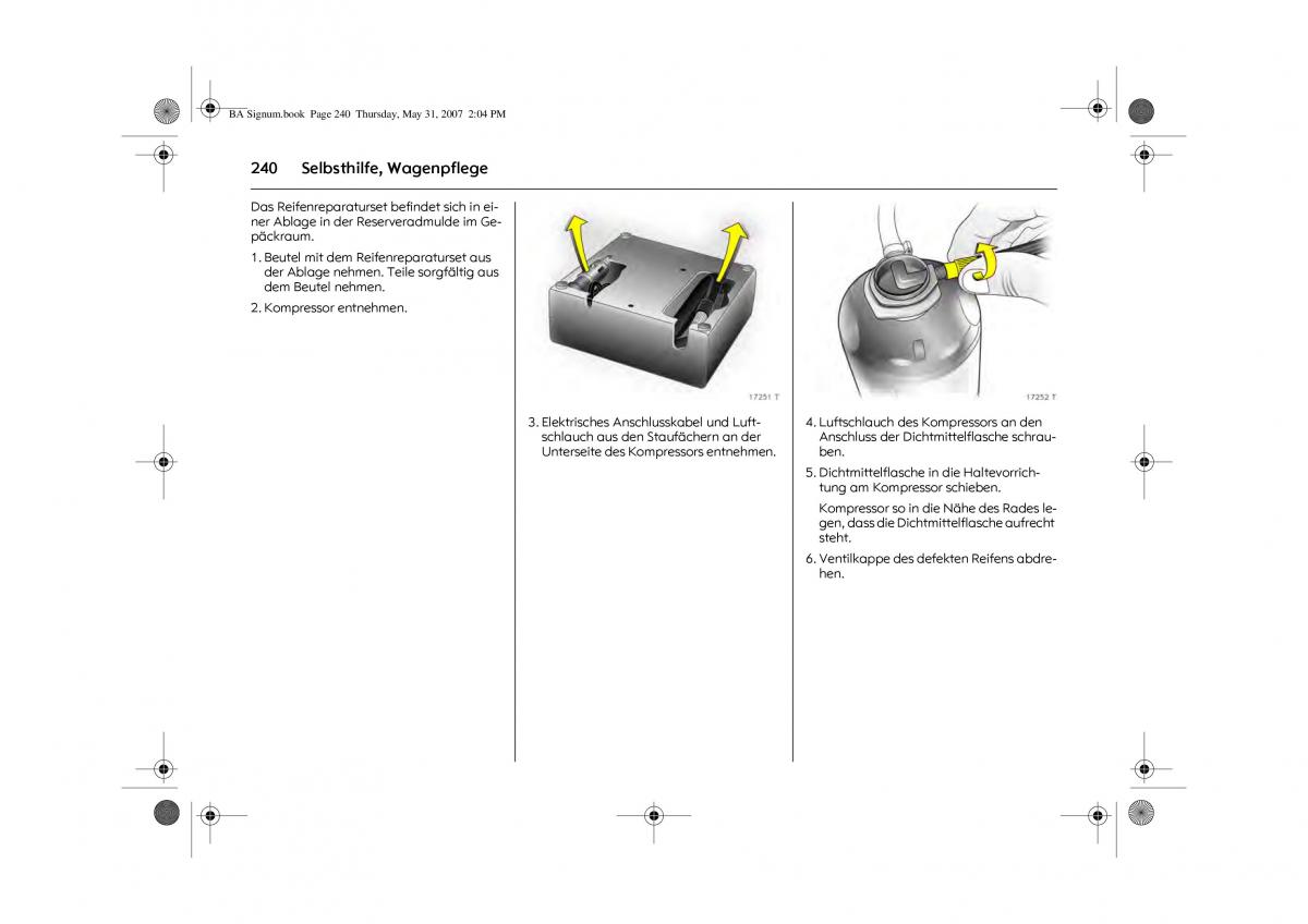 Opel Signum C Vauxhall Handbuch / page 244