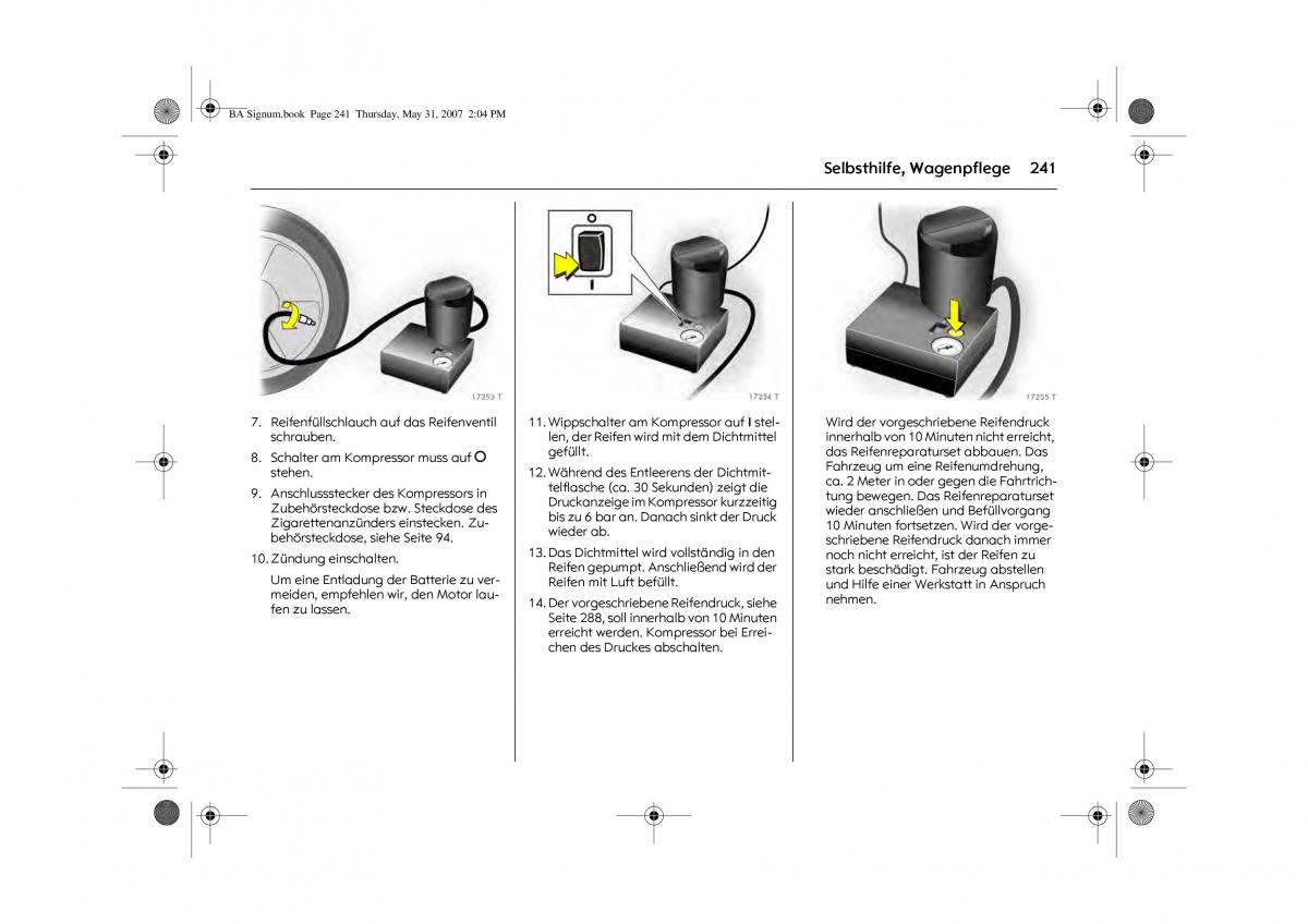 Opel Signum C Vauxhall Handbuch / page 245