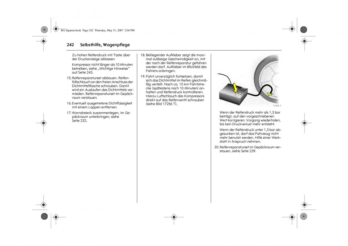 Opel Signum C Vauxhall Handbuch / page 246