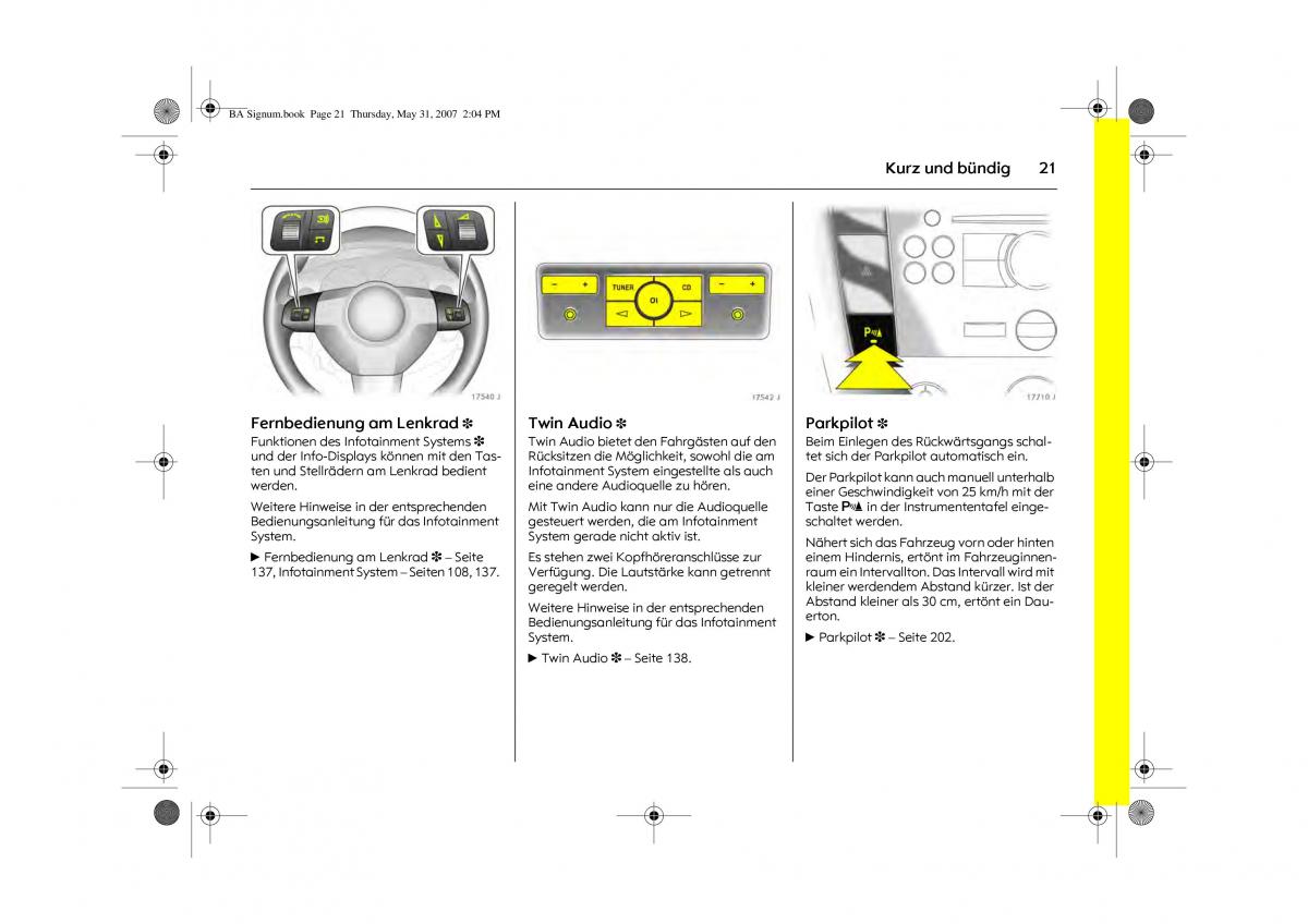 Opel Signum C Vauxhall Handbuch / page 25