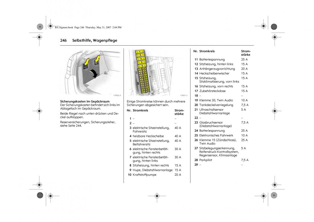 Opel Signum C Vauxhall Handbuch / page 250