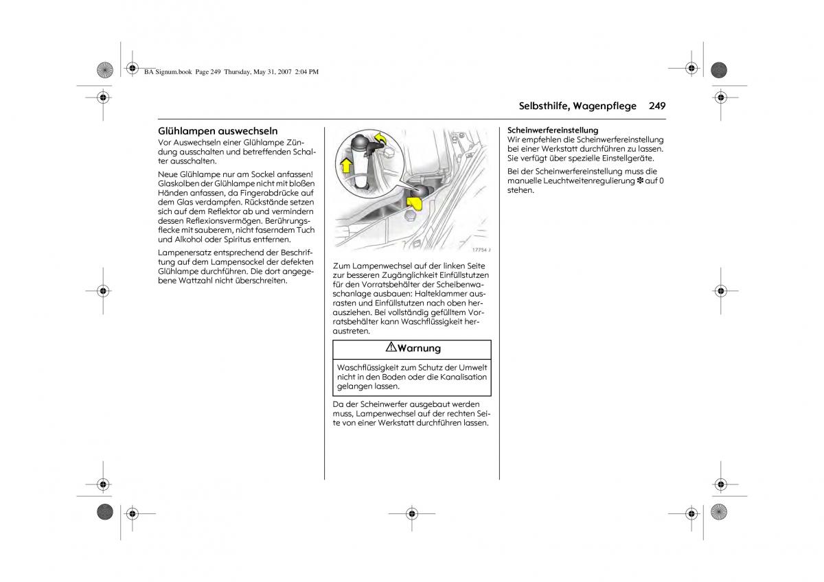 Opel Signum C Vauxhall Handbuch / page 253