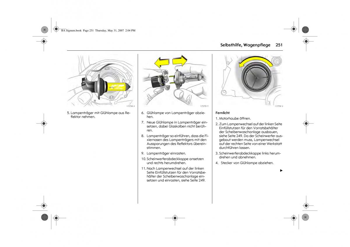 Opel Signum C Vauxhall Handbuch / page 255