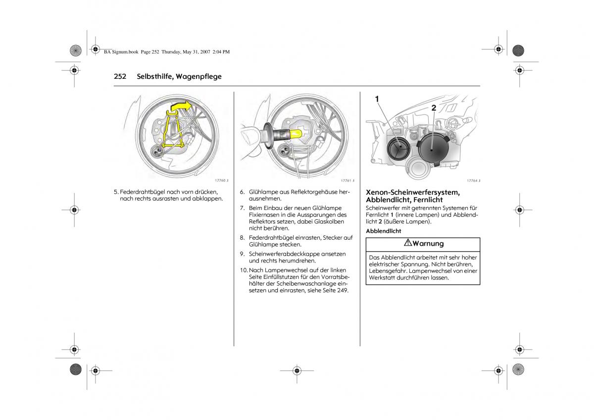 Opel Signum C Vauxhall Handbuch / page 256